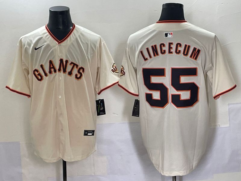 Men 2025 San Francisco Giants #55 Lincecum Cream Game Nike MLB Jersey style 1->san francisco giants->MLB Jersey